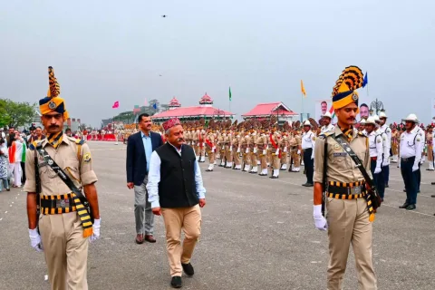 Saluting at the Independence Day parade