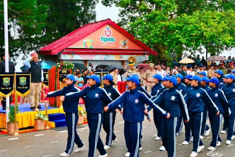 School contingent march past